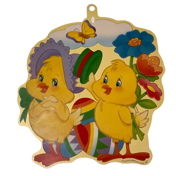 Vintage 90's Easter Chicks Egg Bunny Diecut Plastic Suction Cup Window Clings 3 - Picture 8 of 9